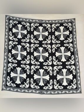 CHROME HEARTS ‘Black Grey White' Ceiling Silk Scarf